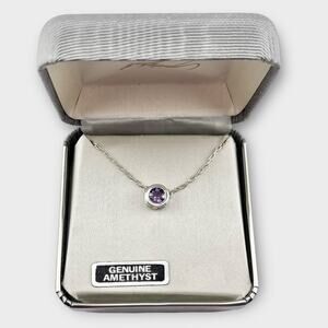 Lord & Taylor Silver Necklace with Amethyst Pendant
